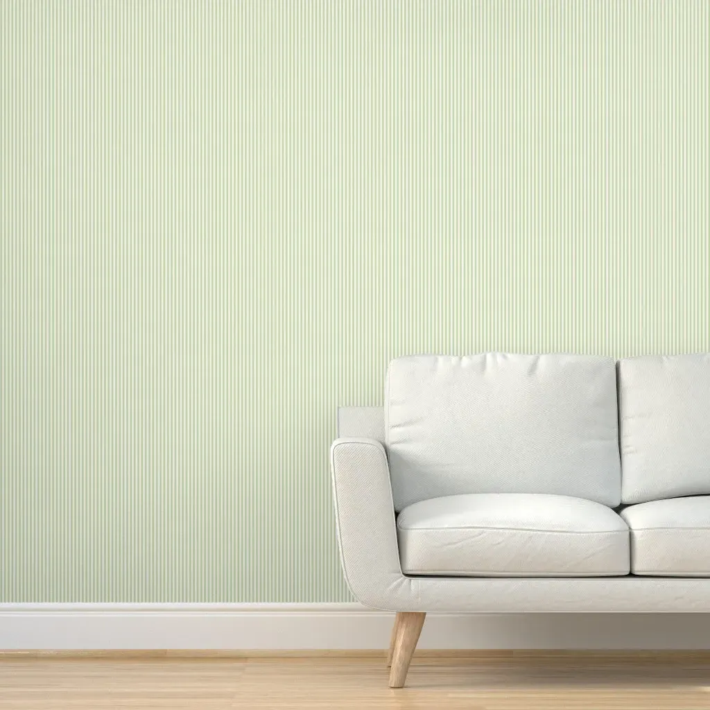 Candy Stripe Peel and Stick Wallpaper - Sage Green, White product