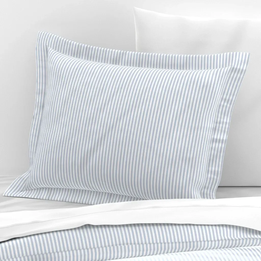 Candy Stripes Standard Flanged Pillowcase - Light Blue, Cotton Sateen product