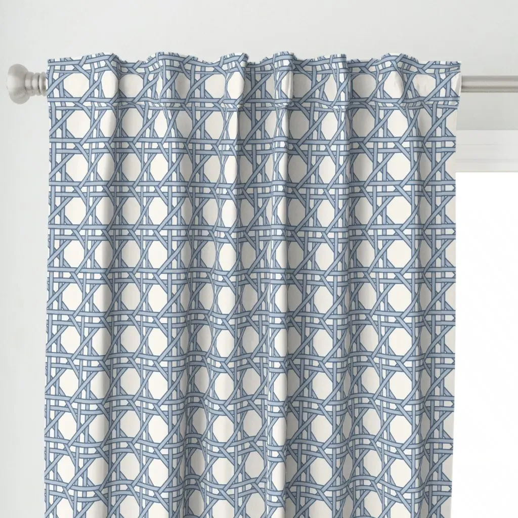 Cane Small Curtain Panel - Dusty Blue alternate view