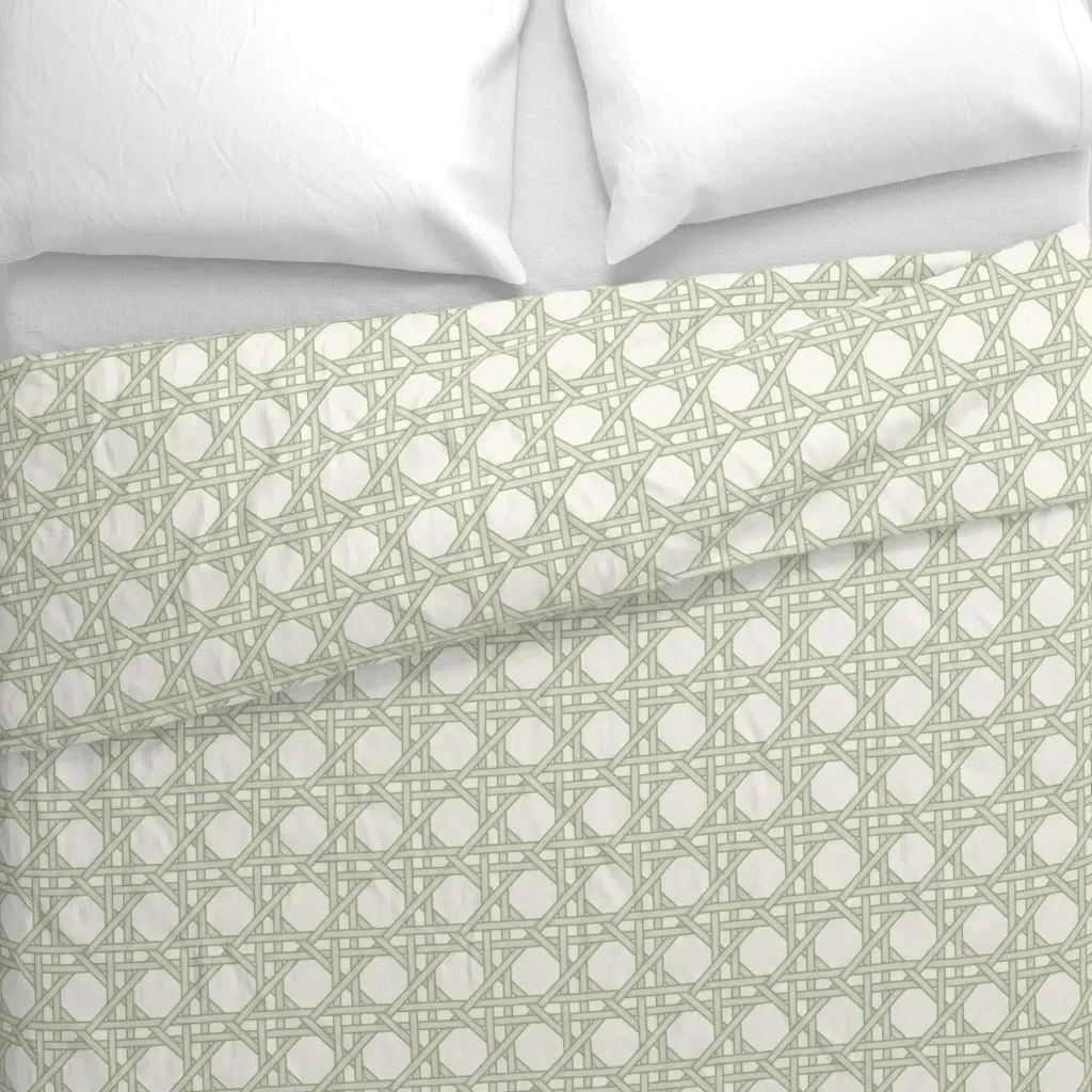 Cane Small Light Duvet Cover - Sage Green alternate view