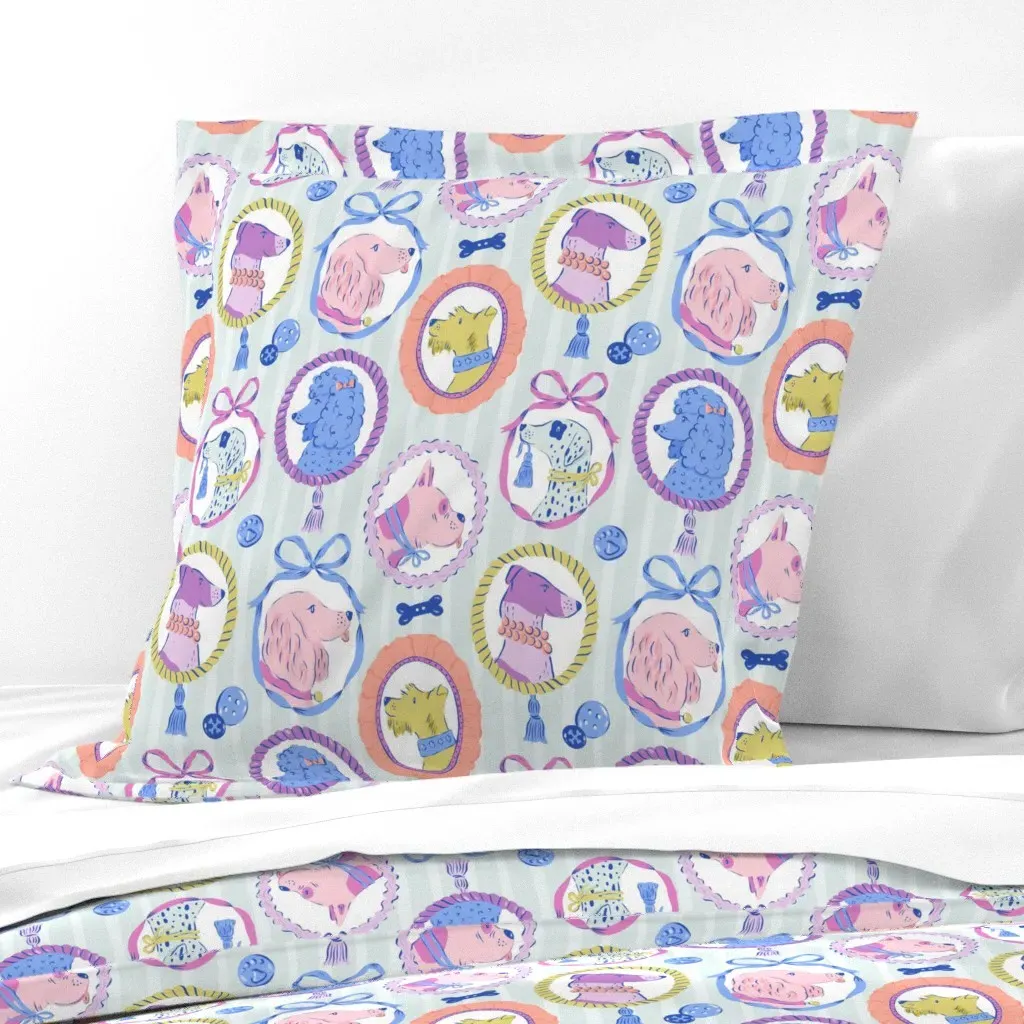 Canine Keepsakes Dog Portrait Pattern Euro Pillow Sham - Pink product