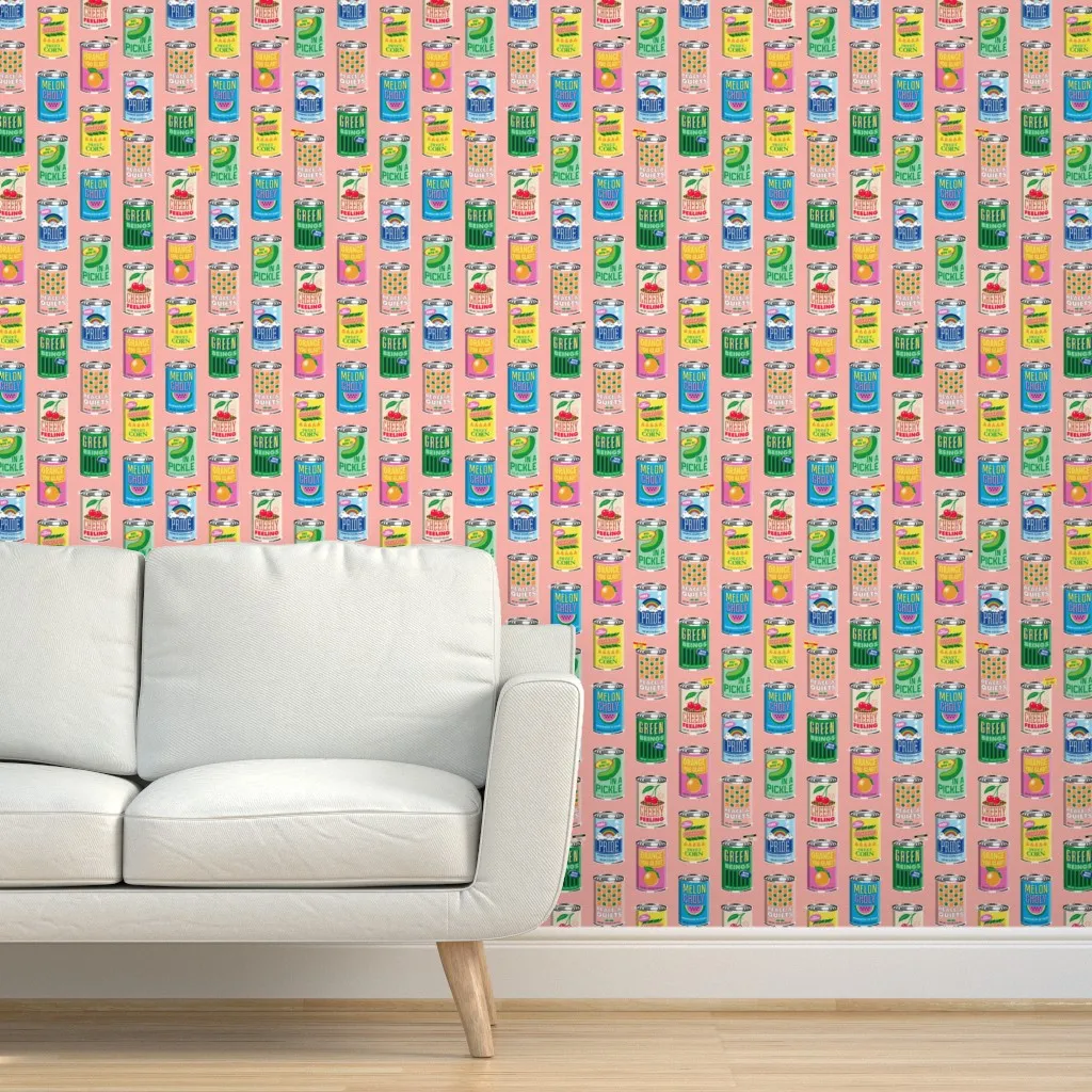 Canned Mood Risograph Mona Peel and Stick Wallpaper - Pink product