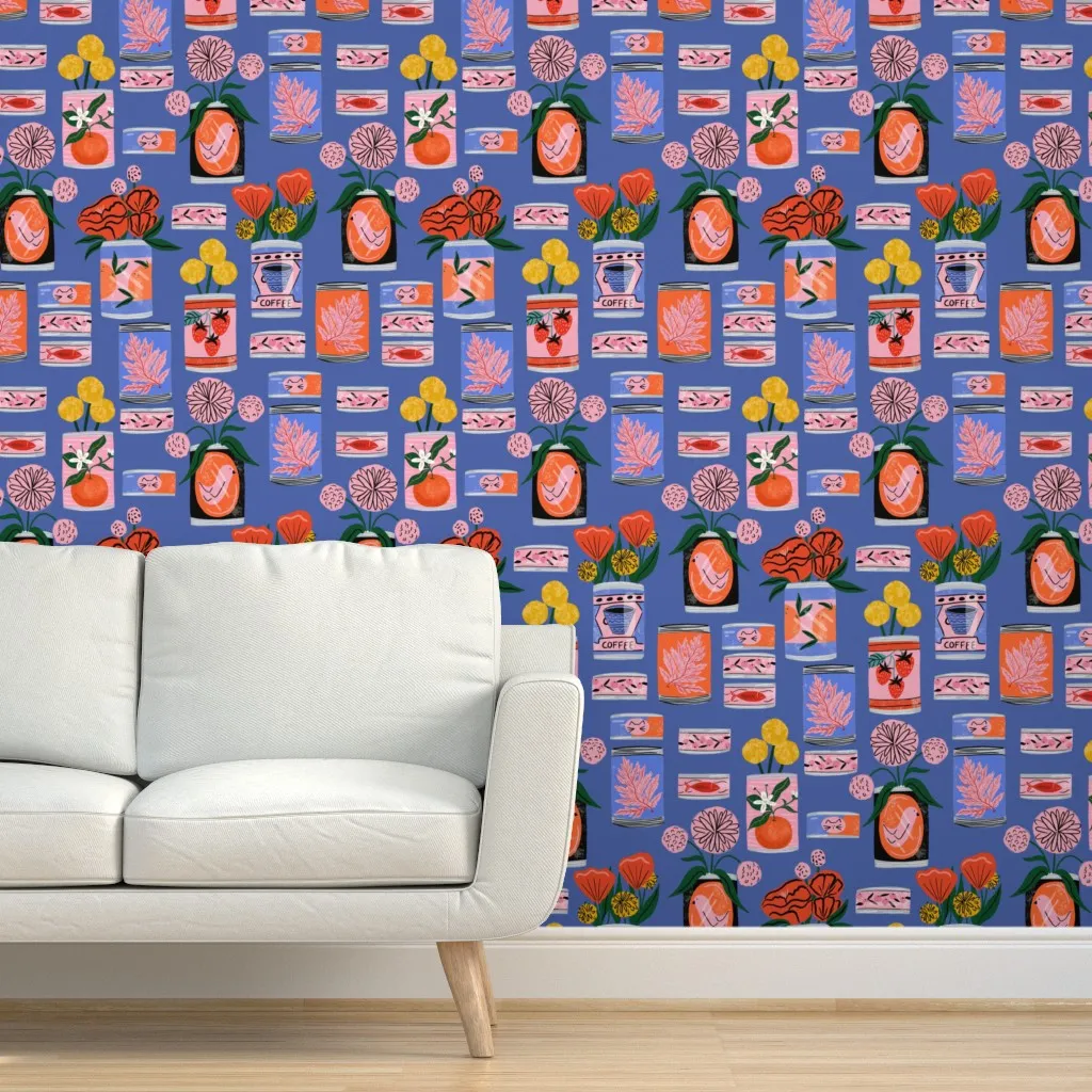 Canning With Flowers Peel and Stick Wallpaper - Orange product