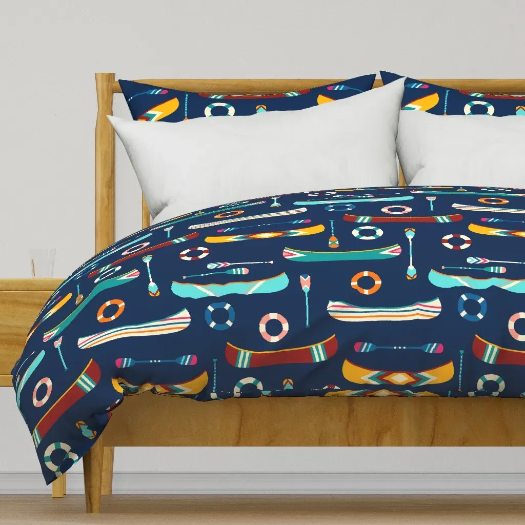 Canoeing At The Lake Duvet Cover - Teal product