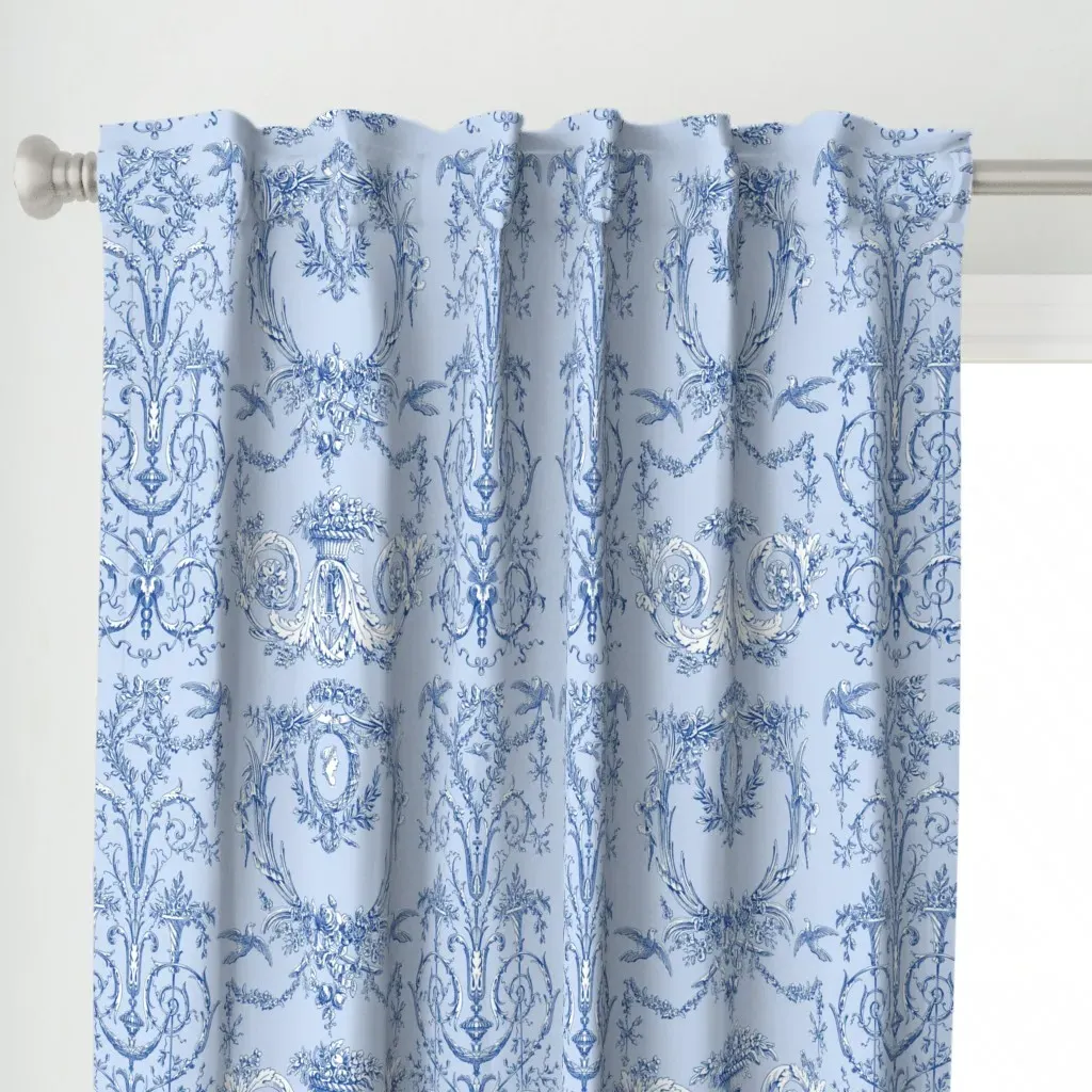 Capetian Toile Curtain Panel - Blue alternate view