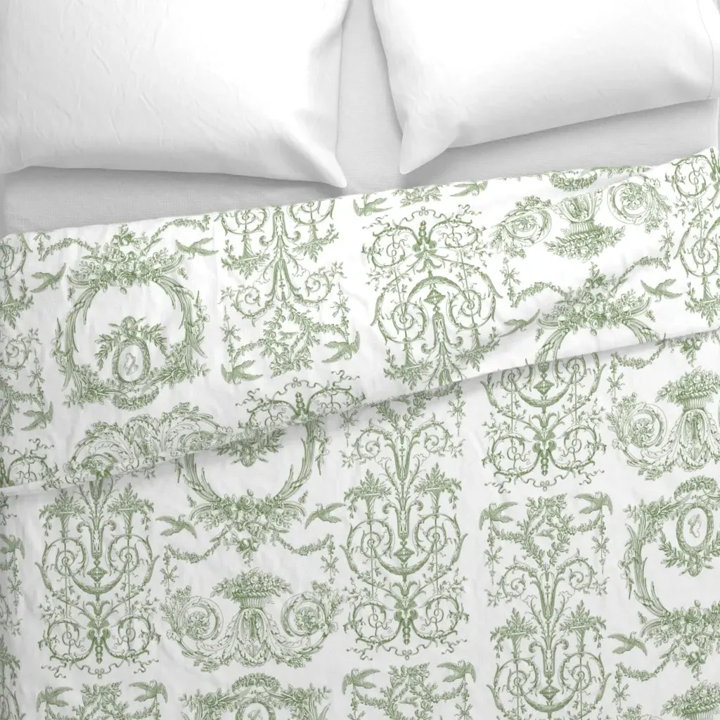 Capetian Toile Duvet Cover - Sage Green alternate view