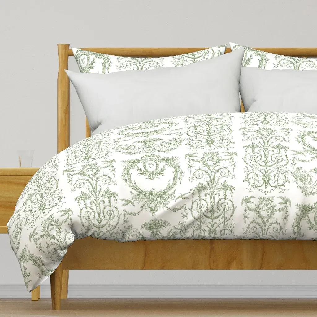 Capetian Toile Duvet Cover - Sage Green product