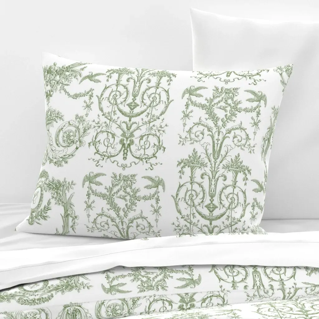 Capetian Toile Standard Knife Edge Pillow - Sage Green, Cotton Sateen product