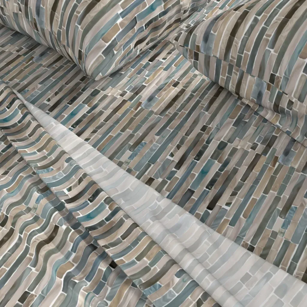 Capiz Geometric Striped Stones King Size Sheet Set - Light Gray alternate view