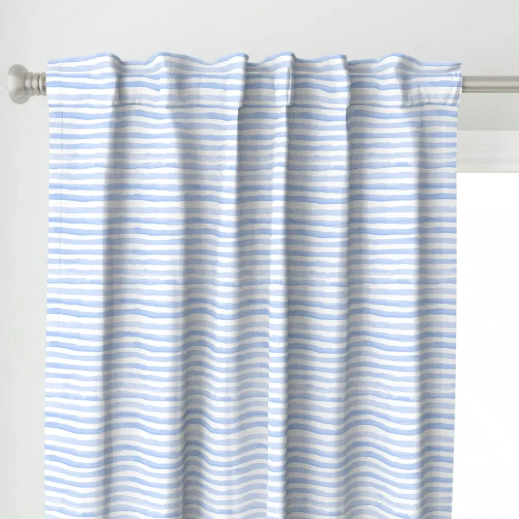 Capri Stripe Blueberry Curtain Panel - Baby Blue alternate view