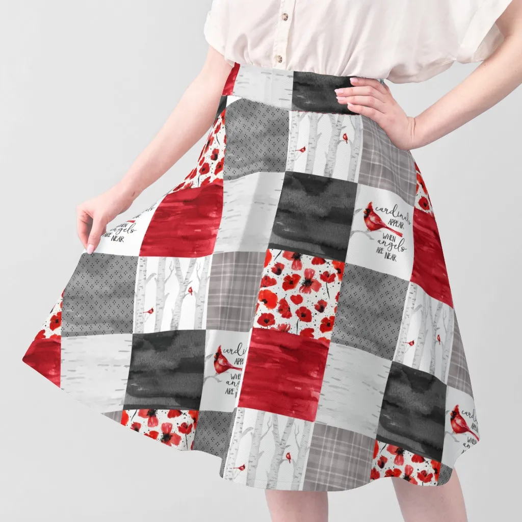 Cardinals//Angels Are Near Cheater Quilt Fabric - Red, Gray alternate view