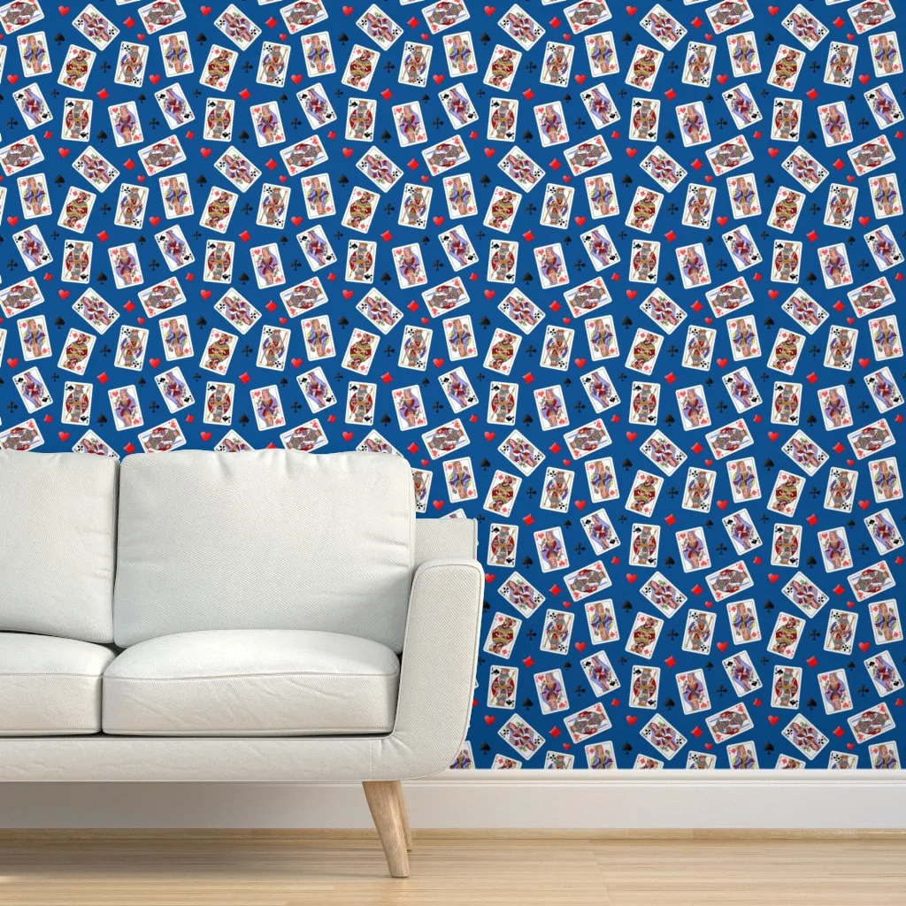 Cards On The Table Peel and Stick Wallpaper - Royal Blue product