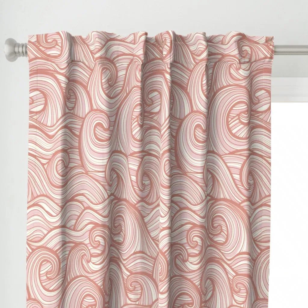 Caribbean Sea Ocean Waves Curtain Panel - Dusty Rose alternate view