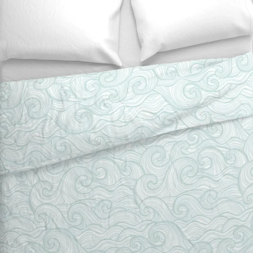 Caribbean Sea Ocean Waves Duvet Cover - Light Teal alternate view
