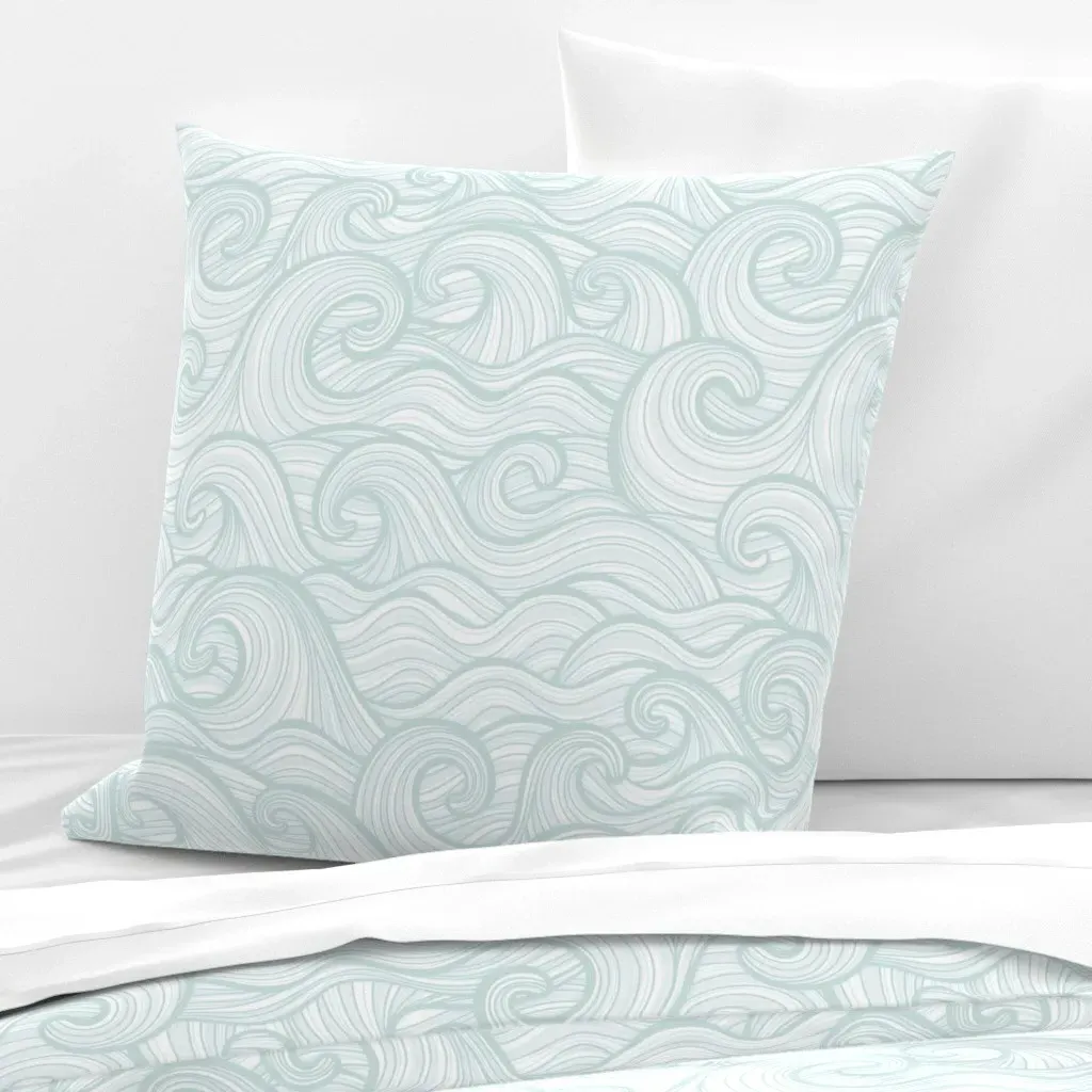 Caribbean Sea Ocean Waves Euro Pillow Sham - Light Teal product