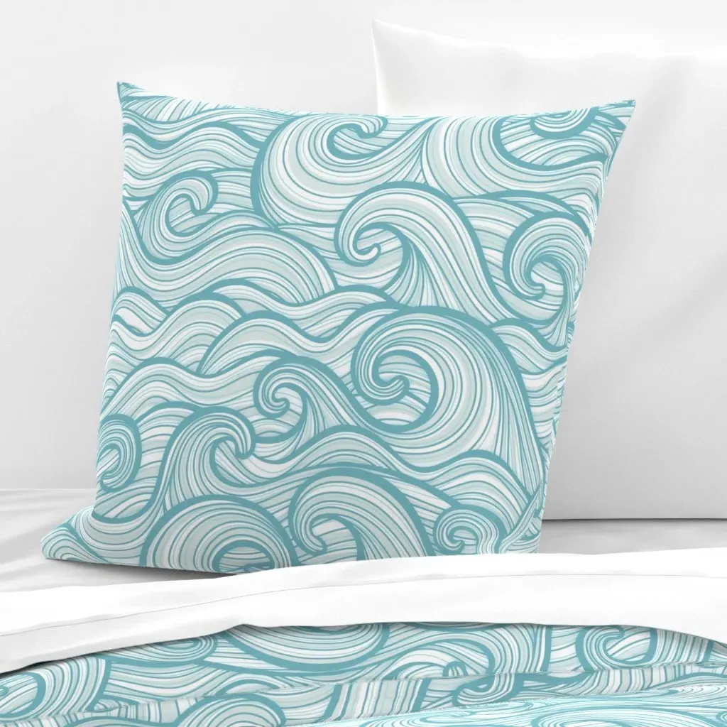 Caribbean Sea Ocean Waves Euro Pillow Sham - Teal product
