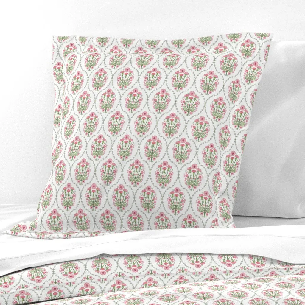 Carnation Block Print Mughal Euro Pillow Sham - Pink product