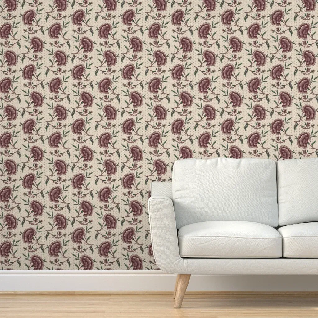 Carnation Print Peel and Stick Wallpaper - Burgundy product