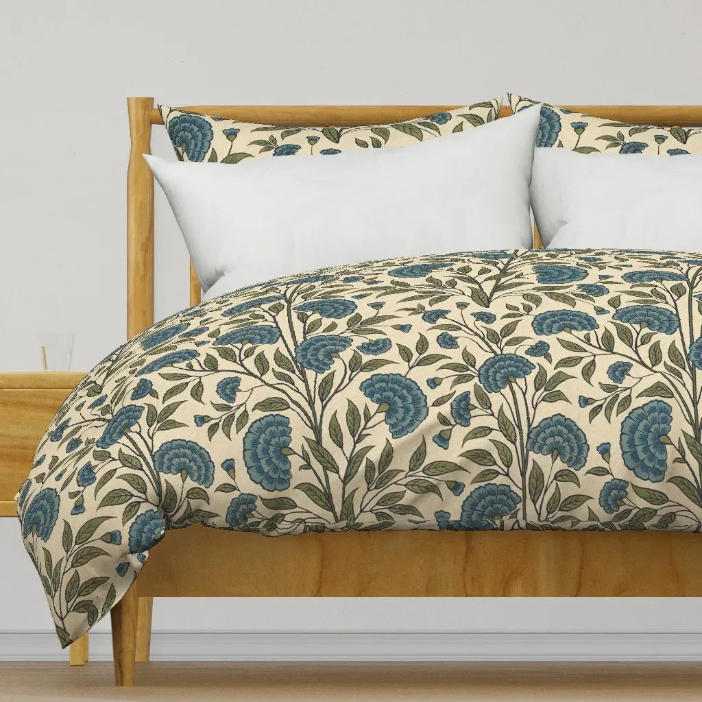 Carnations Arts And Crafts Duvet Cover - Blue product
