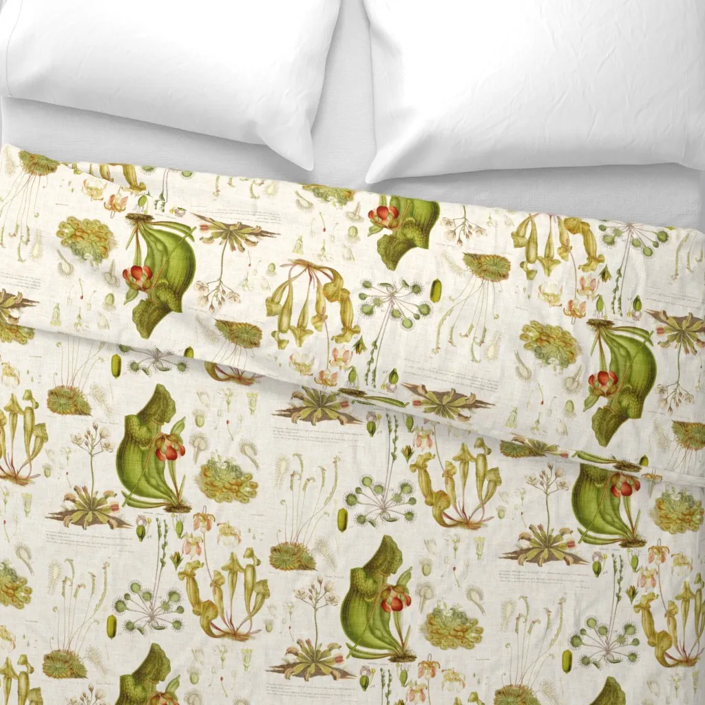 Carnivorous Plants Duvet Cover - Green, Linen alternate view