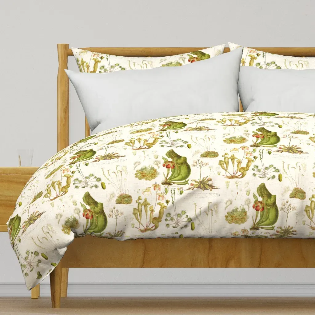 Carnivorous Plants Duvet Cover - Green, Linen product
