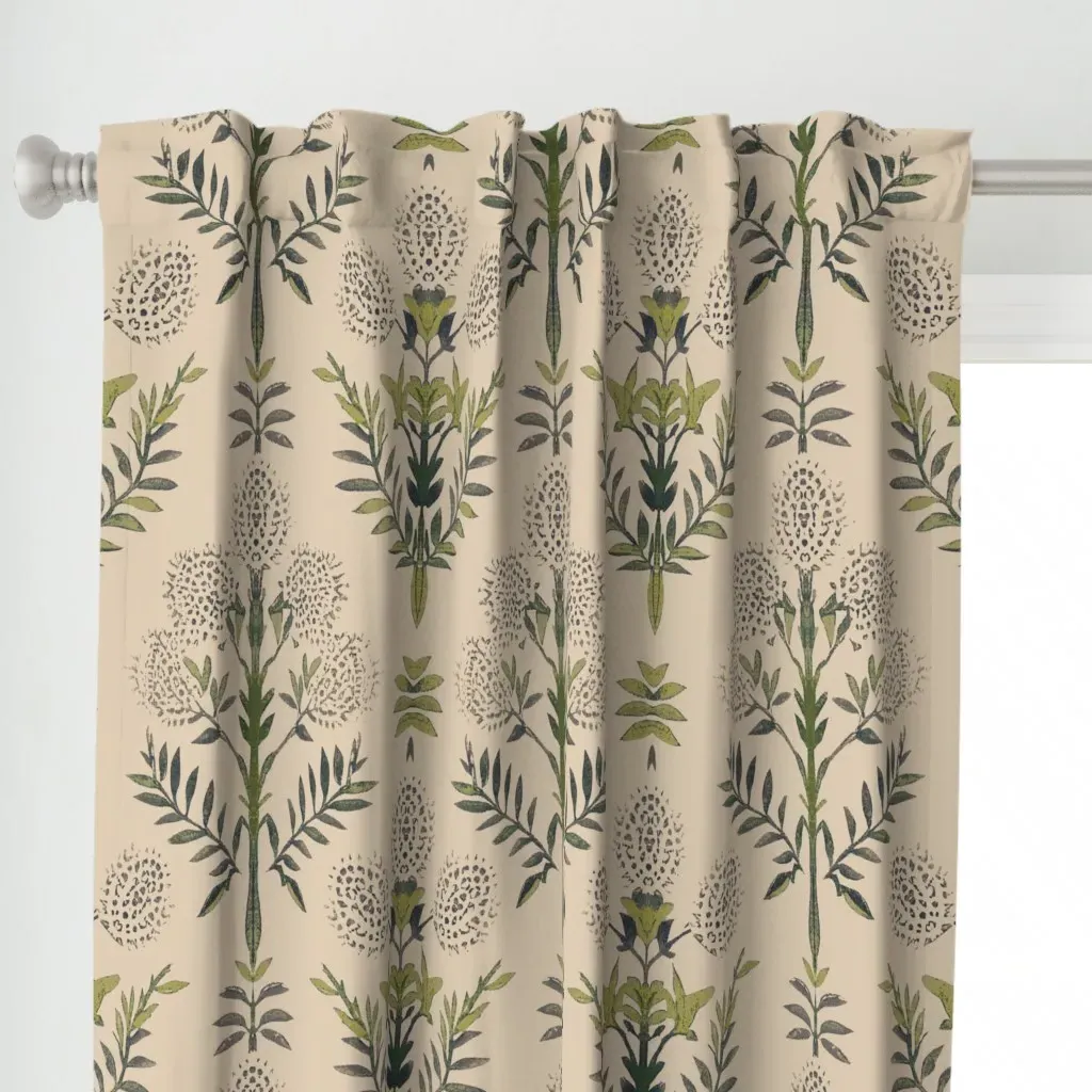 Caroline Botanical Curtain Panel - Olive Green alternate view
