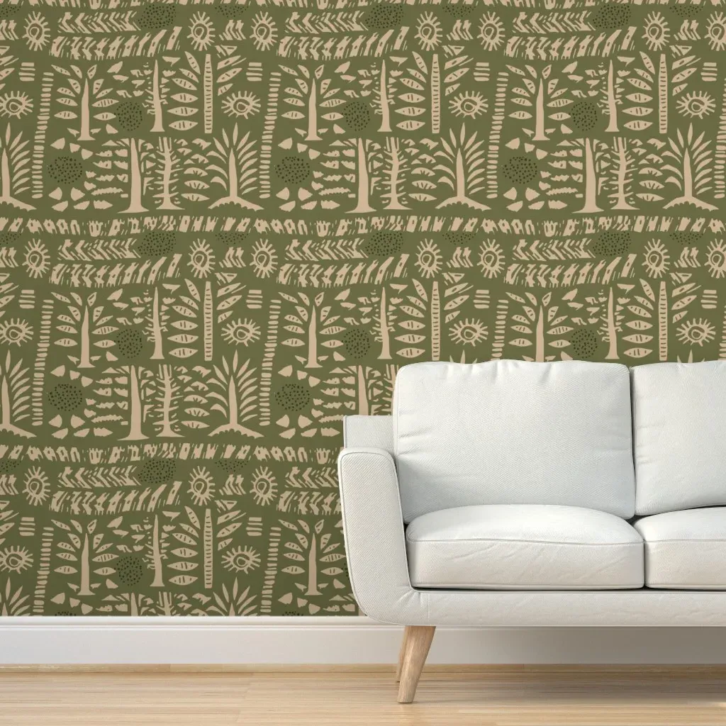 Carolyn Eclectic Peel and Stick Wallpaper - Olive Green product