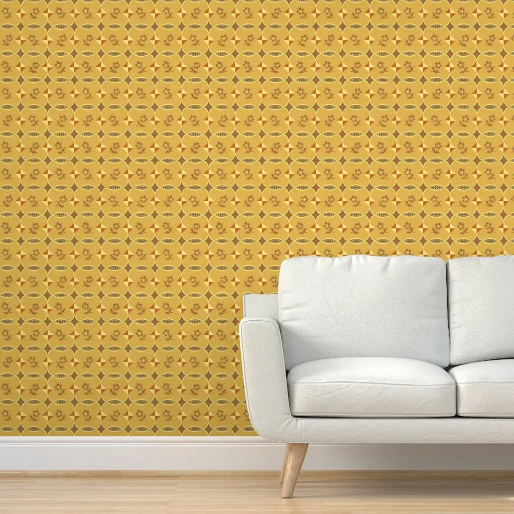 Carreau Fleuris Boho Peel and Stick Wallpaper - Gold product