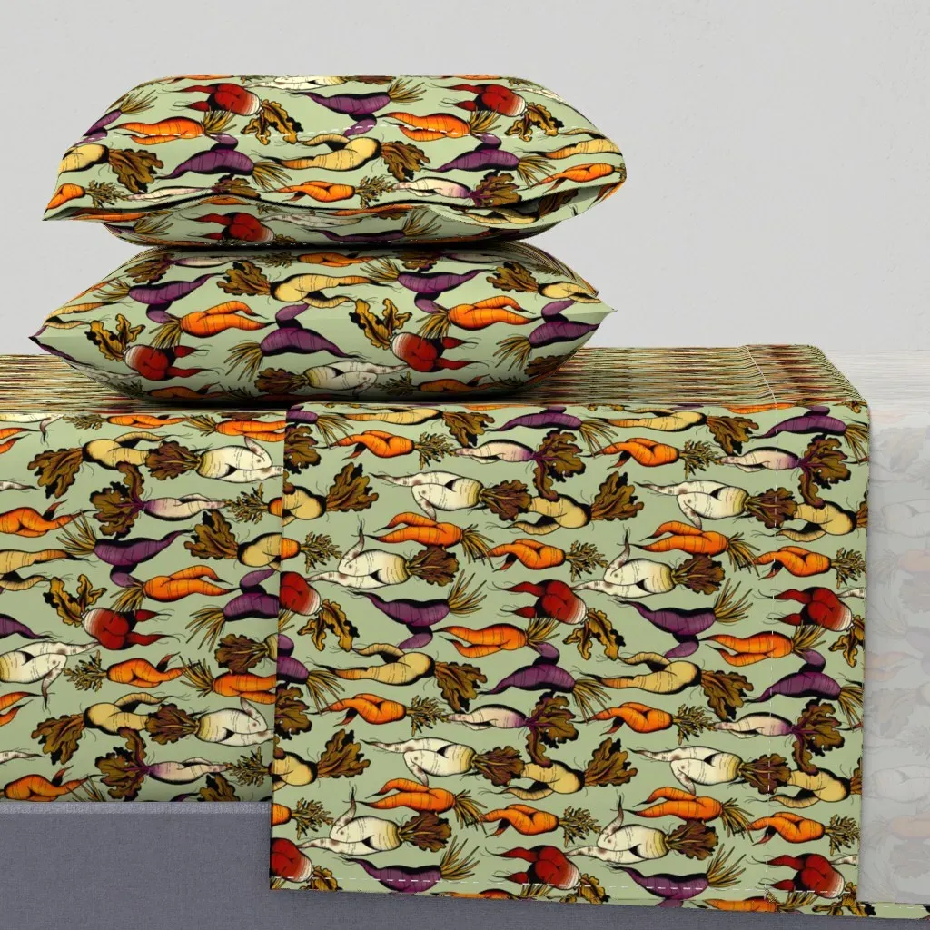 Carrots Dance In Green Queen Sheet Set - Orange product