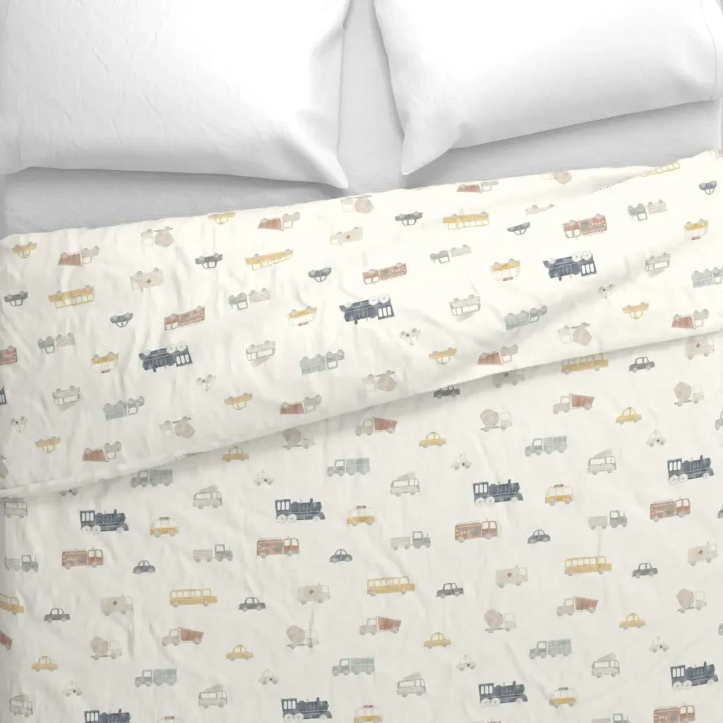 Cars And Trucks Duvet Cover - Off-White alternate view