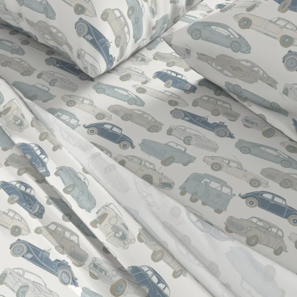 Cars Classic Sports Variety Pastel Colours Queen Sheet Set - Blue alternate view