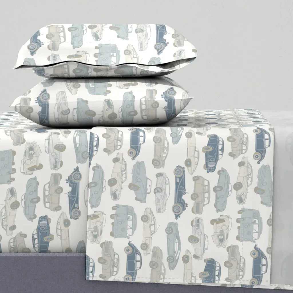 Cars Classic Sports Variety Pastel Colours Queen Sheet Set - Blue product