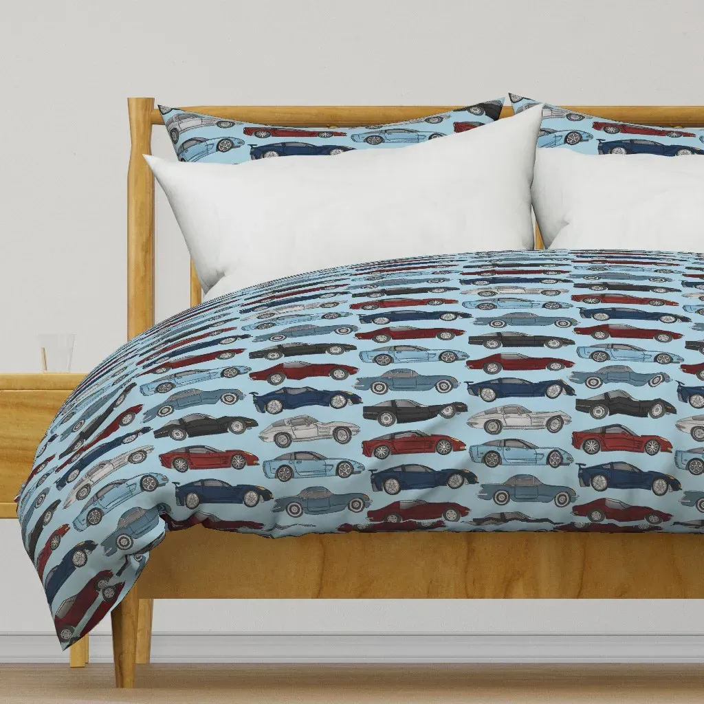 Cars In Blue And Red Duvet Cover - Light Blue product