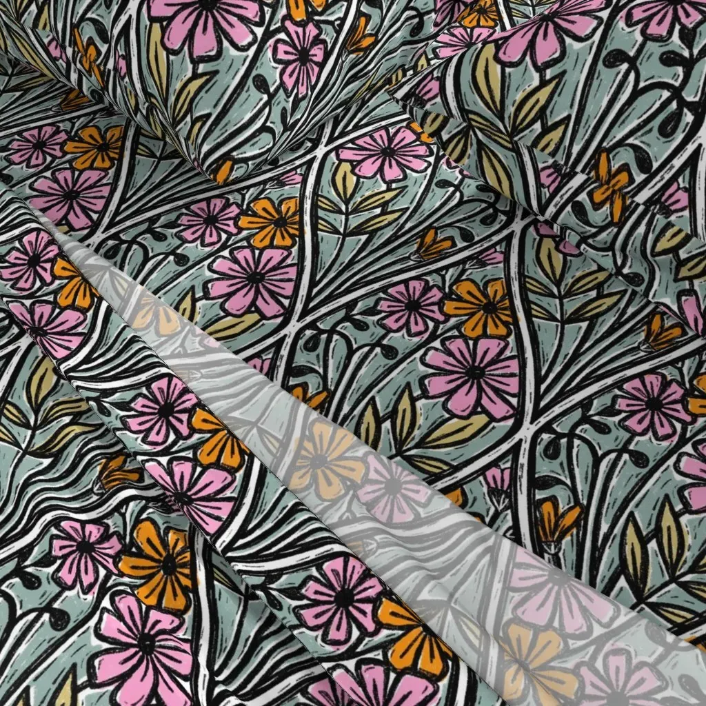 Carver Floral Block Print Full Sheet Set - Pink alternate view