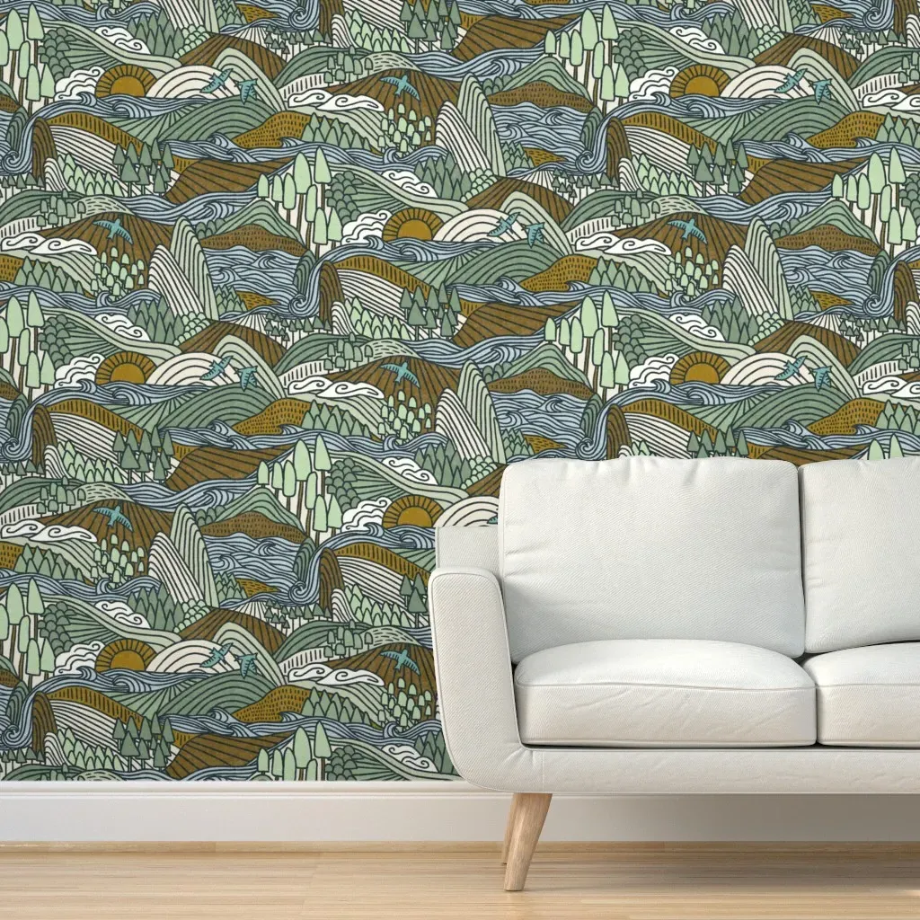 Cascadia Peel and Stick Wallpaper - Blue and Green product