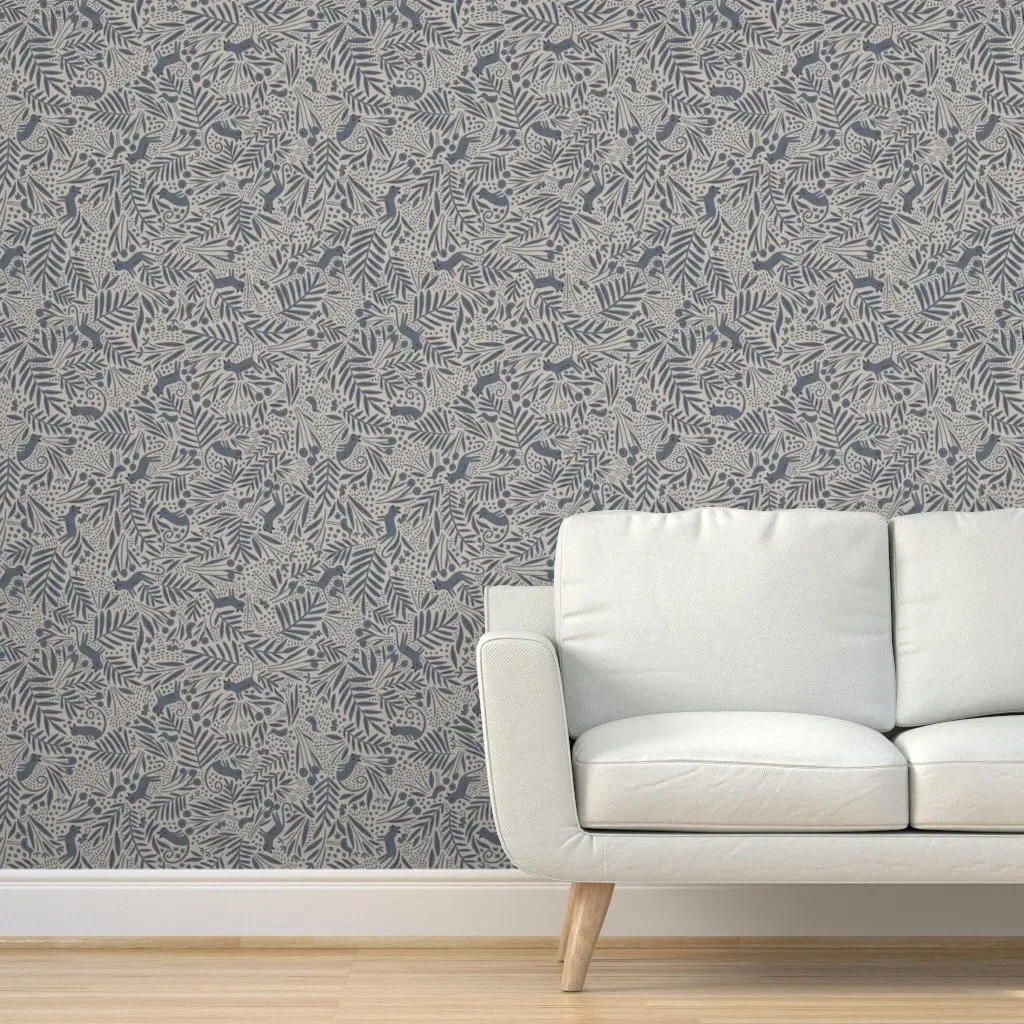 Cat And Mouse Peel and Stick Wallpaper - Dusty Blue product