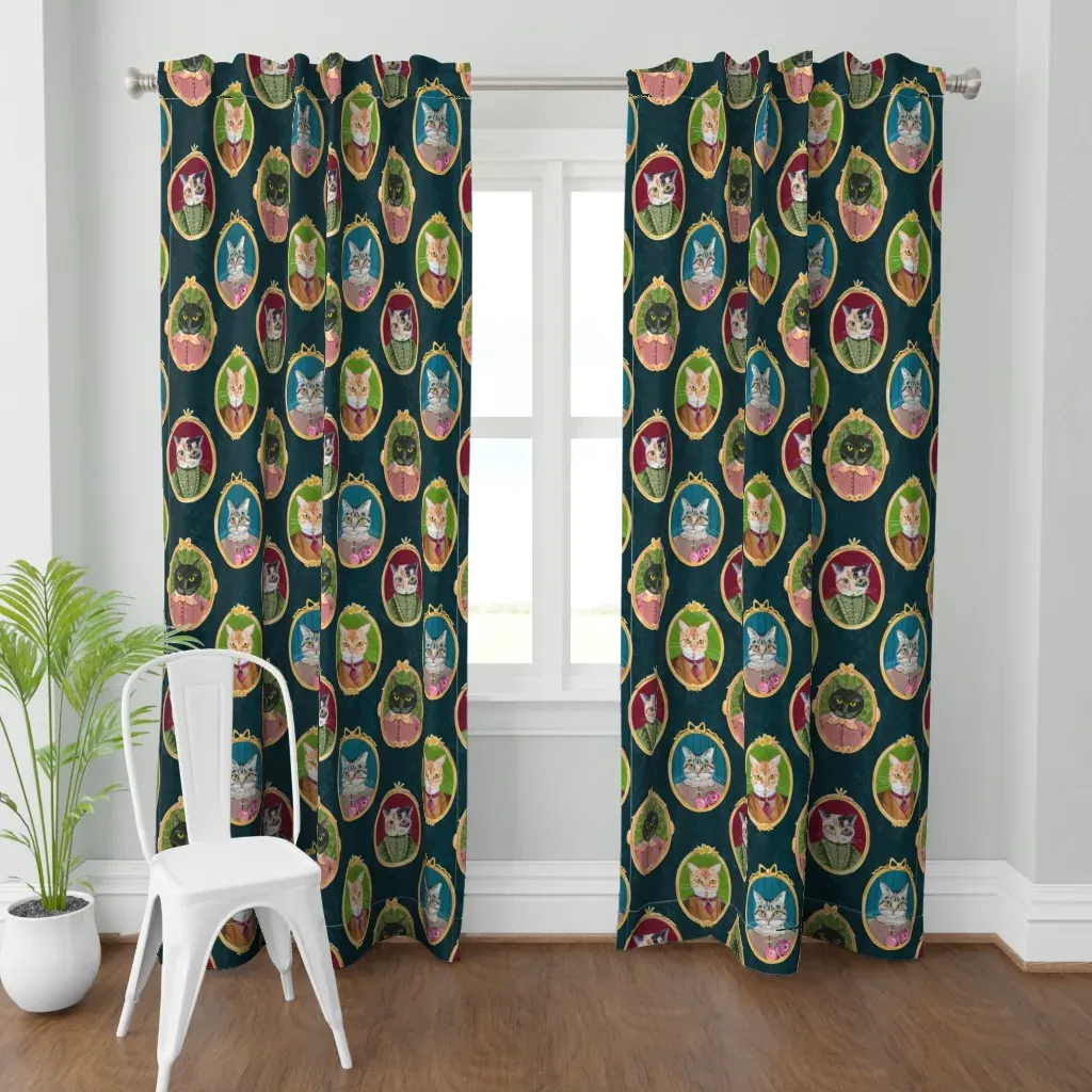 Cat Cameos Curtain Panel - Gold product