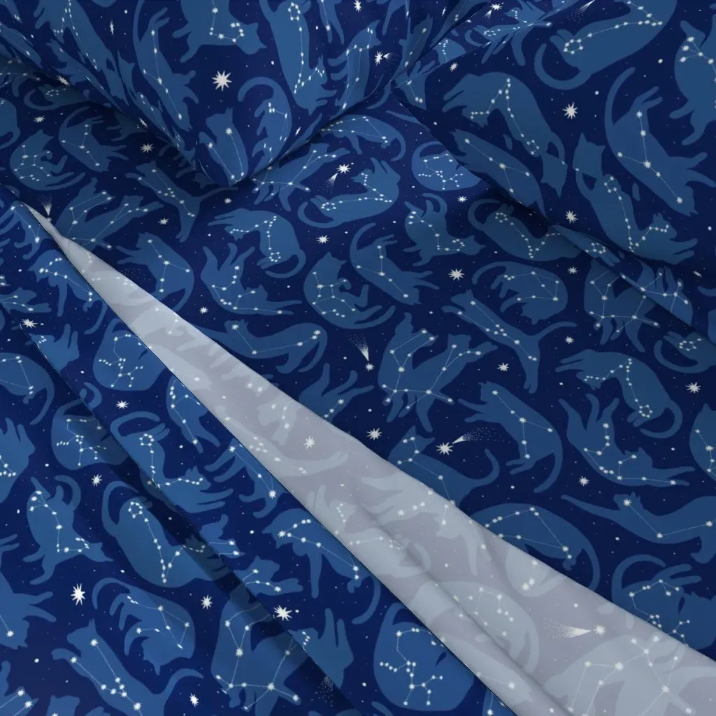 Cat Constellations Queen Sheet Set - Dark Blue alternate view