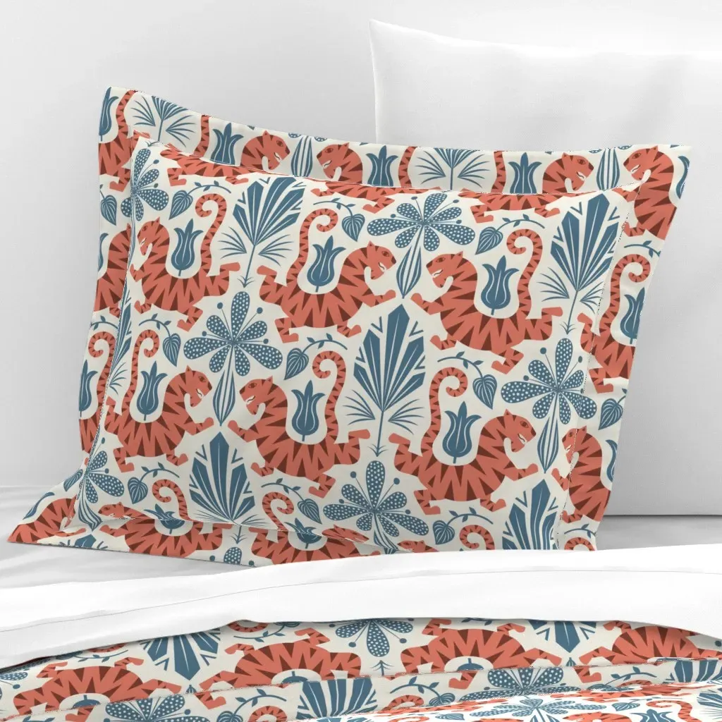 Catch A Tiger By The Toe Standard Flanged Pillow Sham - Terracotta Orange, Cotton Sateen product