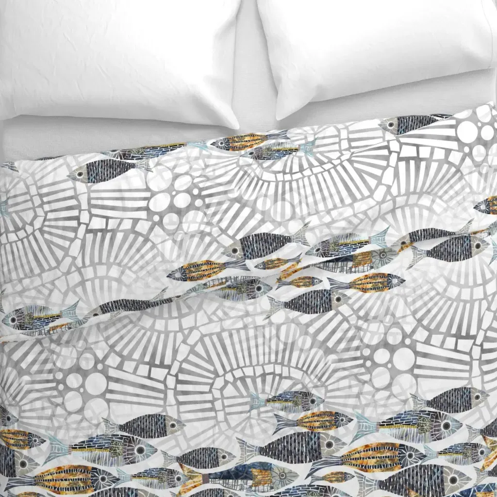 Catch Of Day Large Scale Duvet Cover - Gray alternate view