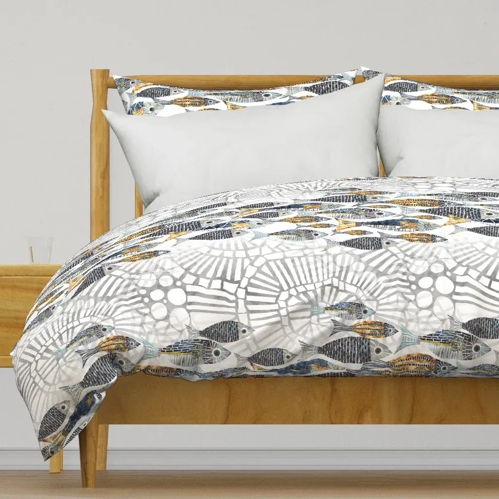 Catch Of Day Large Scale Duvet Cover - Gray product