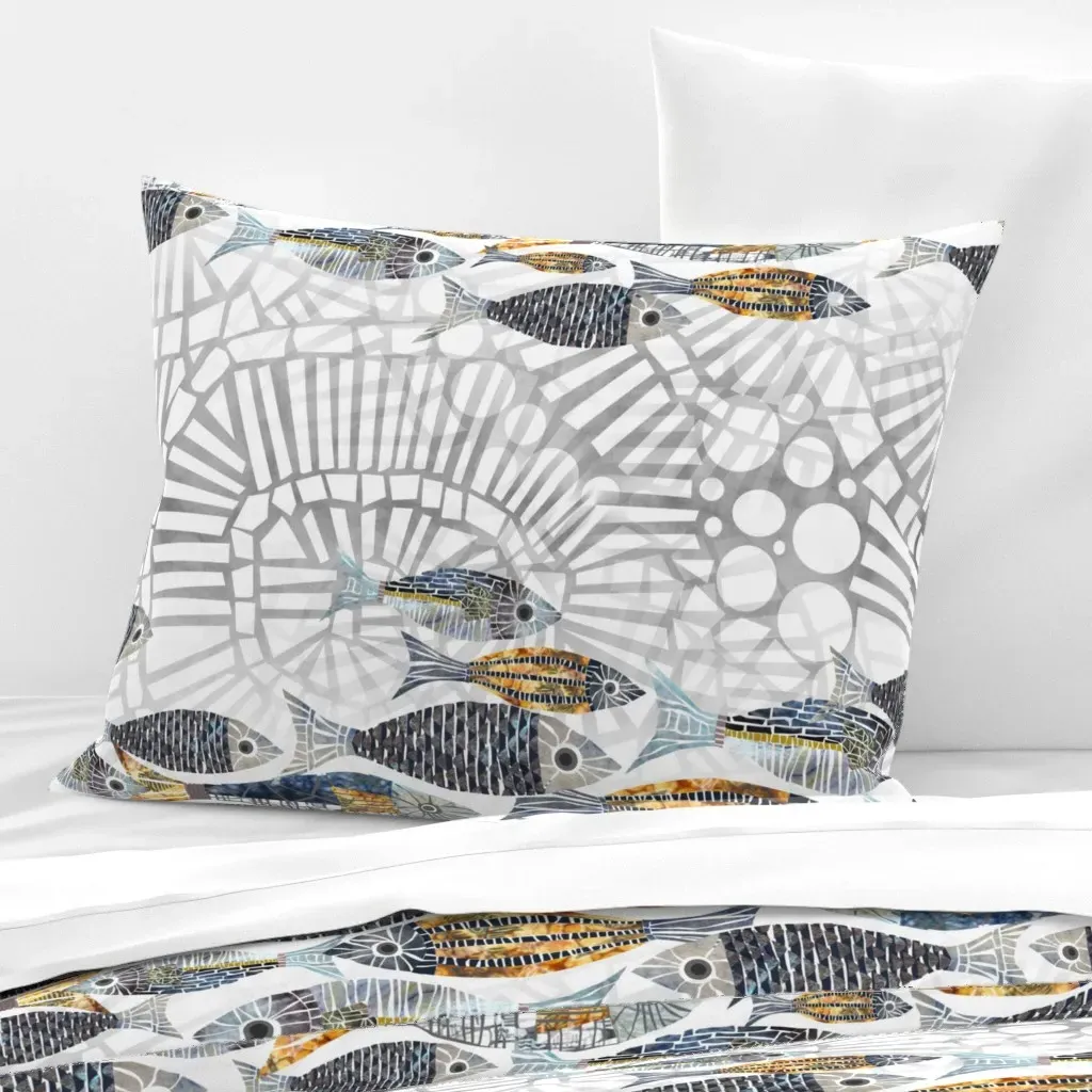Catch Of Day Standard Knife Edge Cushion Cover - Gray, Cotton Sateen product