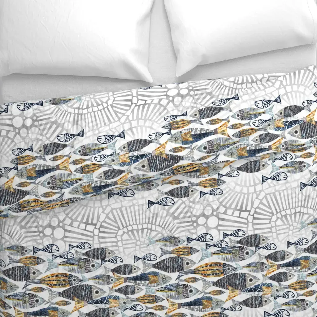 Catch Of The Day Duvet Cover - Gray alternate view