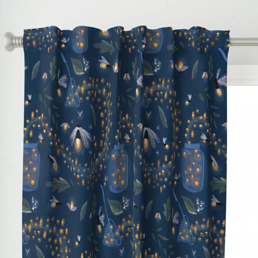 Catching Fireflies Curtain Panel - Dark Teal alternate view