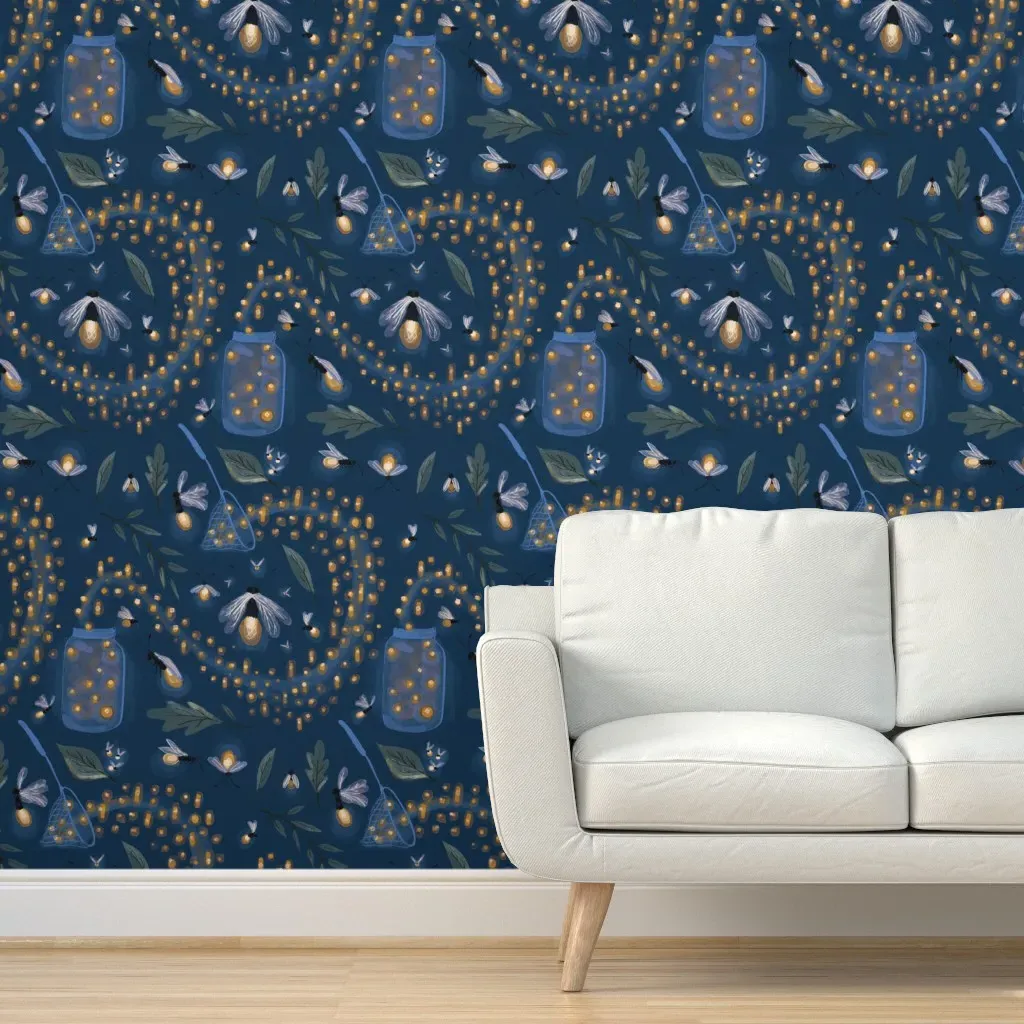 Catching Fireflies Jumbo Scale Peel and Stick Wallpaper - Blue product