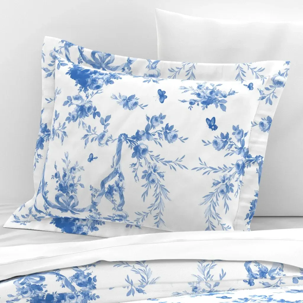 Catherine Standard Flanged Pillowcase - French Blue, Cotton Sateen product