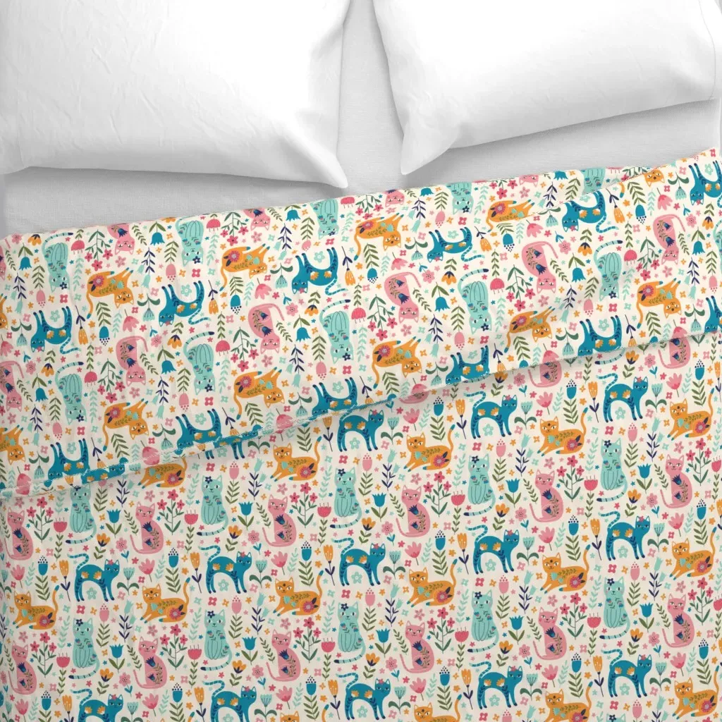 Cats And Flowers Duvet Cover alternate view