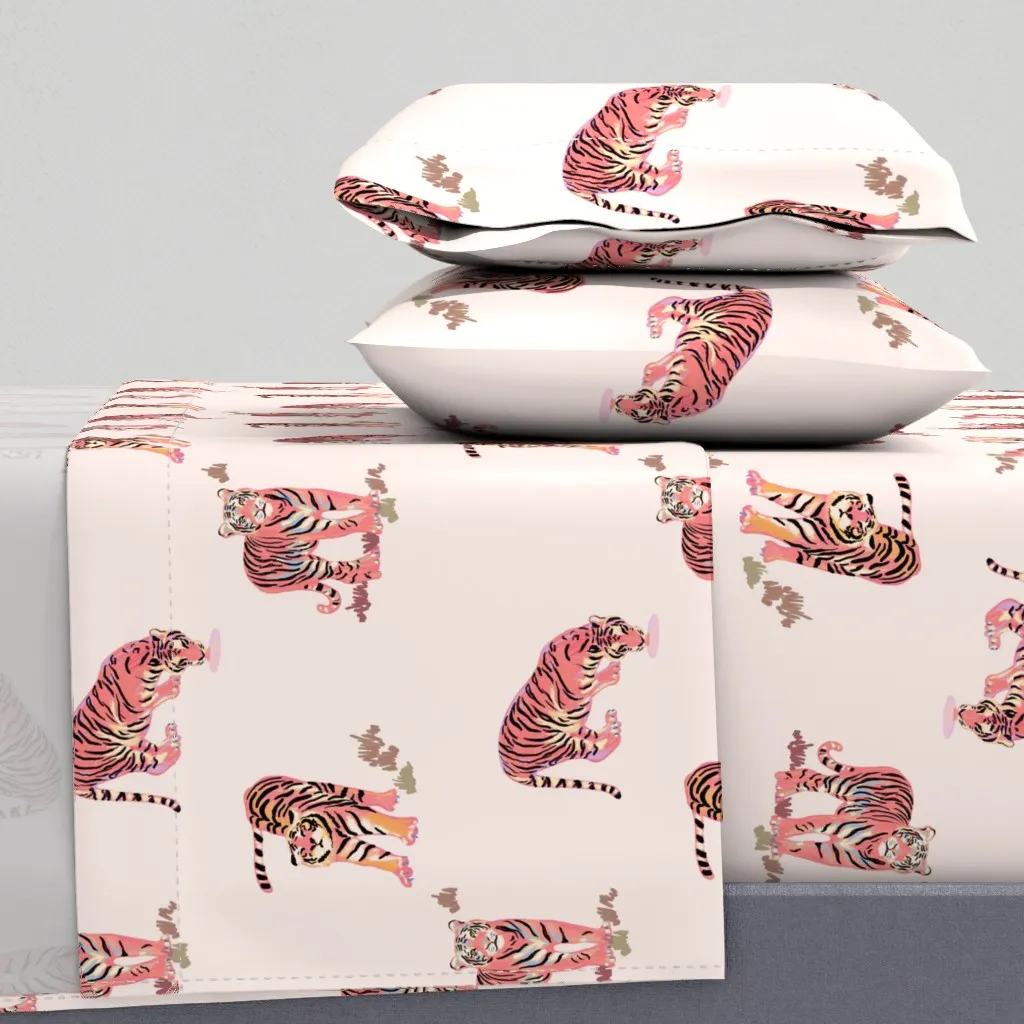Cats Meow Tigers King Size Sheet Set - Pink product