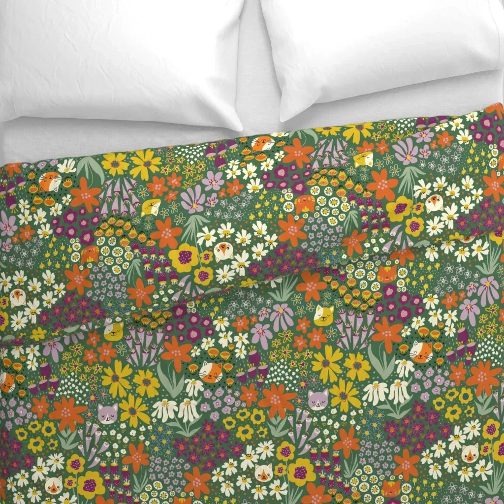 Cats Playing Hide And Seek Duvet Cover - Orange alternate view