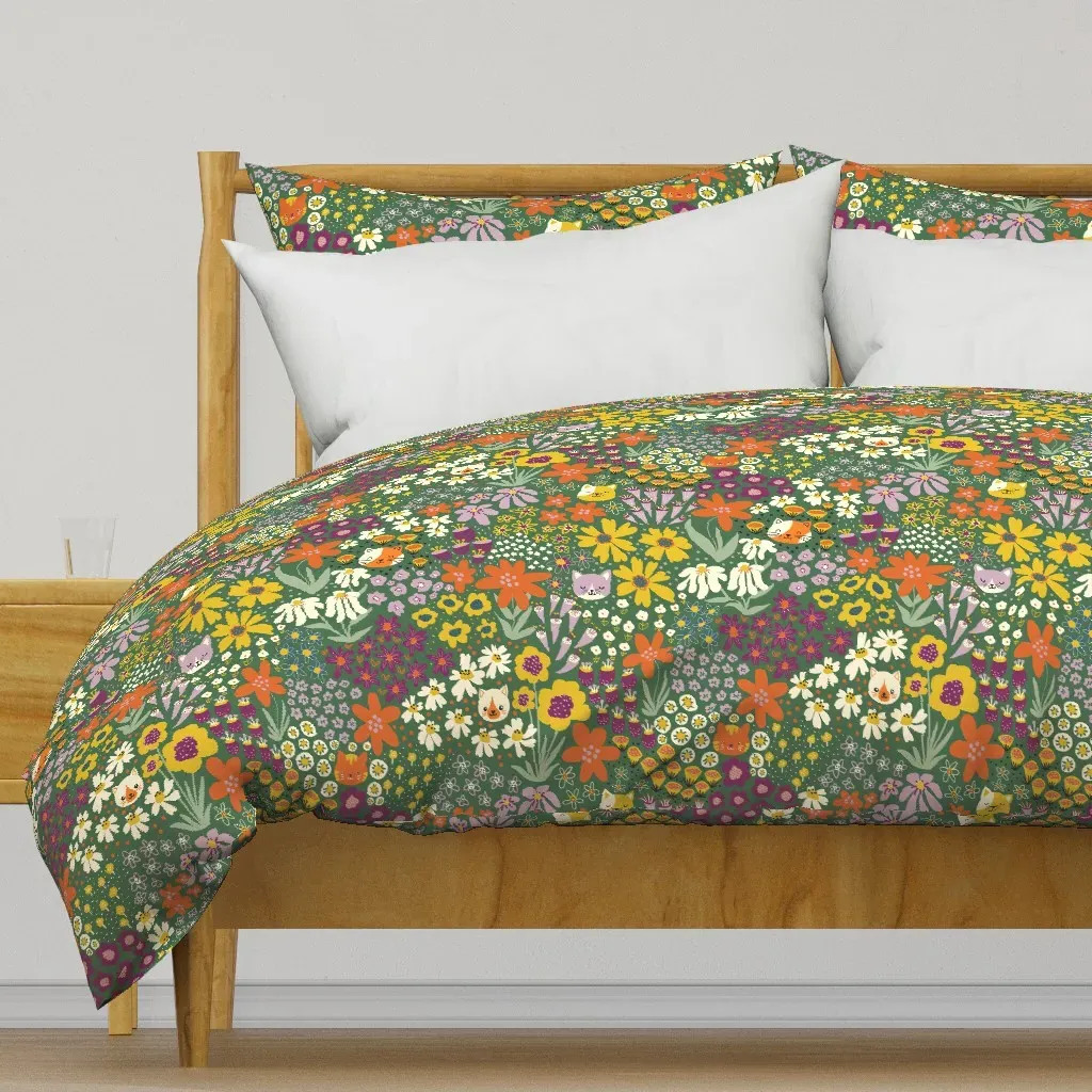 Cats Playing Hide And Seek Duvet Cover - Orange product